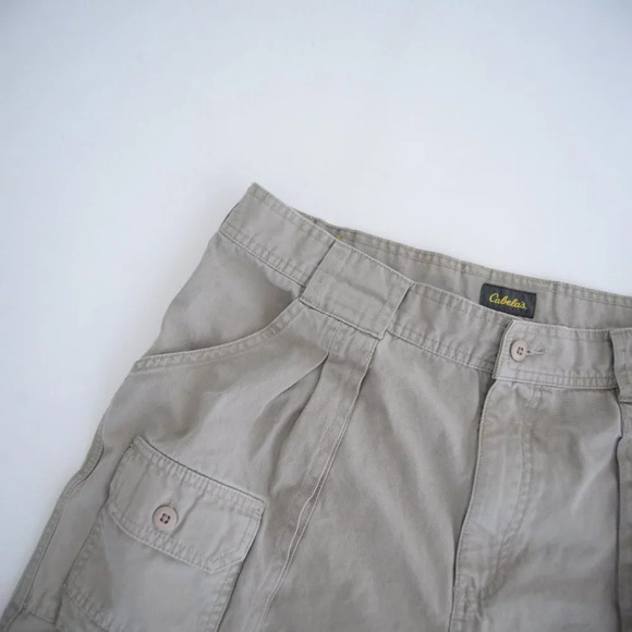 Vintage Cabela's Tan Outdoor 100% Cotton Cargo  Shorts 36 - Picture 9 of 11